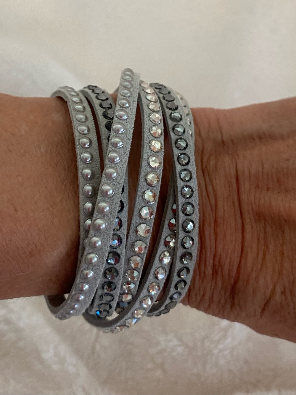 Simply Vera Wang Crystal Wrap Bracelet - Silver Rhinestone Multi-Strand